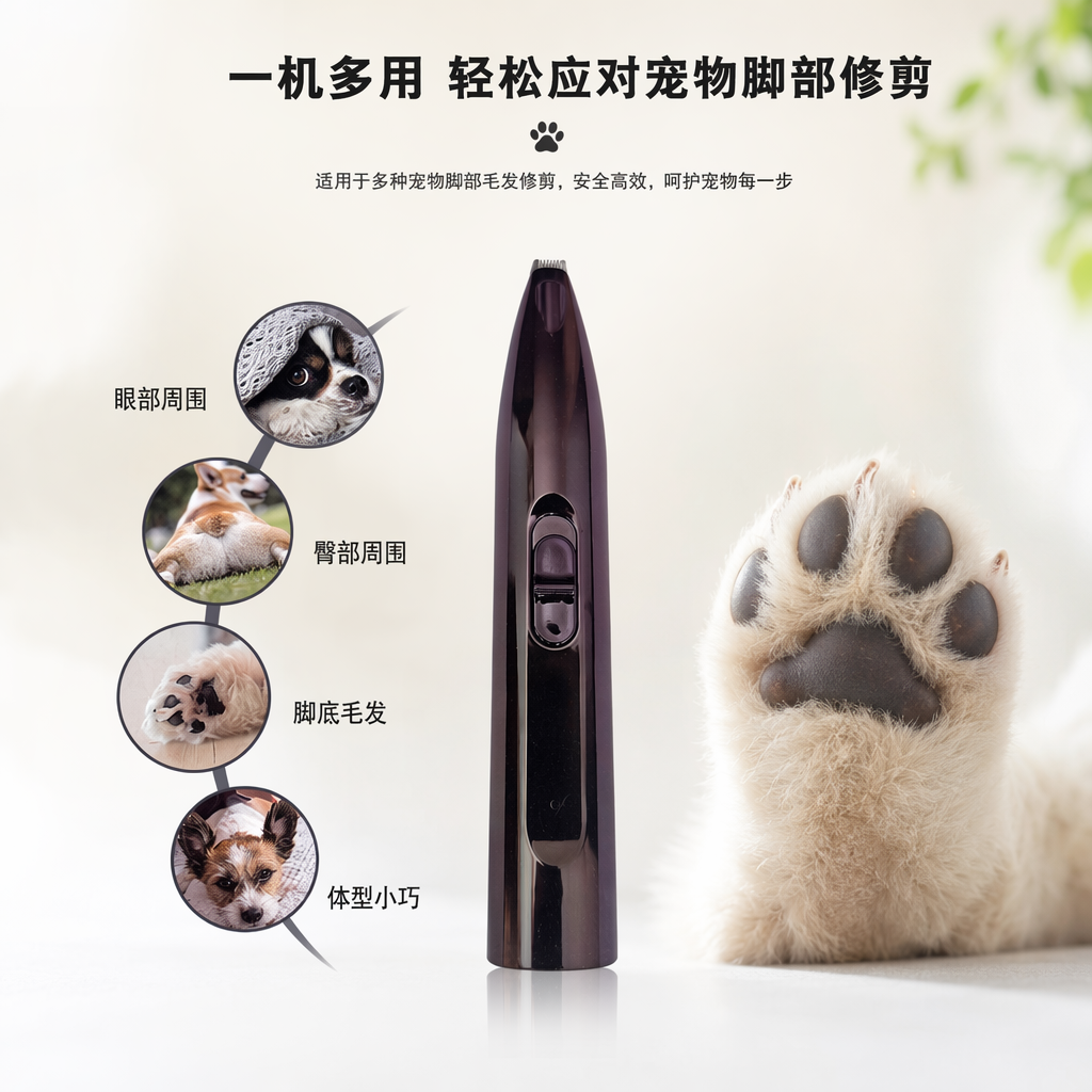 白色包装盒宠物脚部修剪器 修爪剪指甲工具安全静音