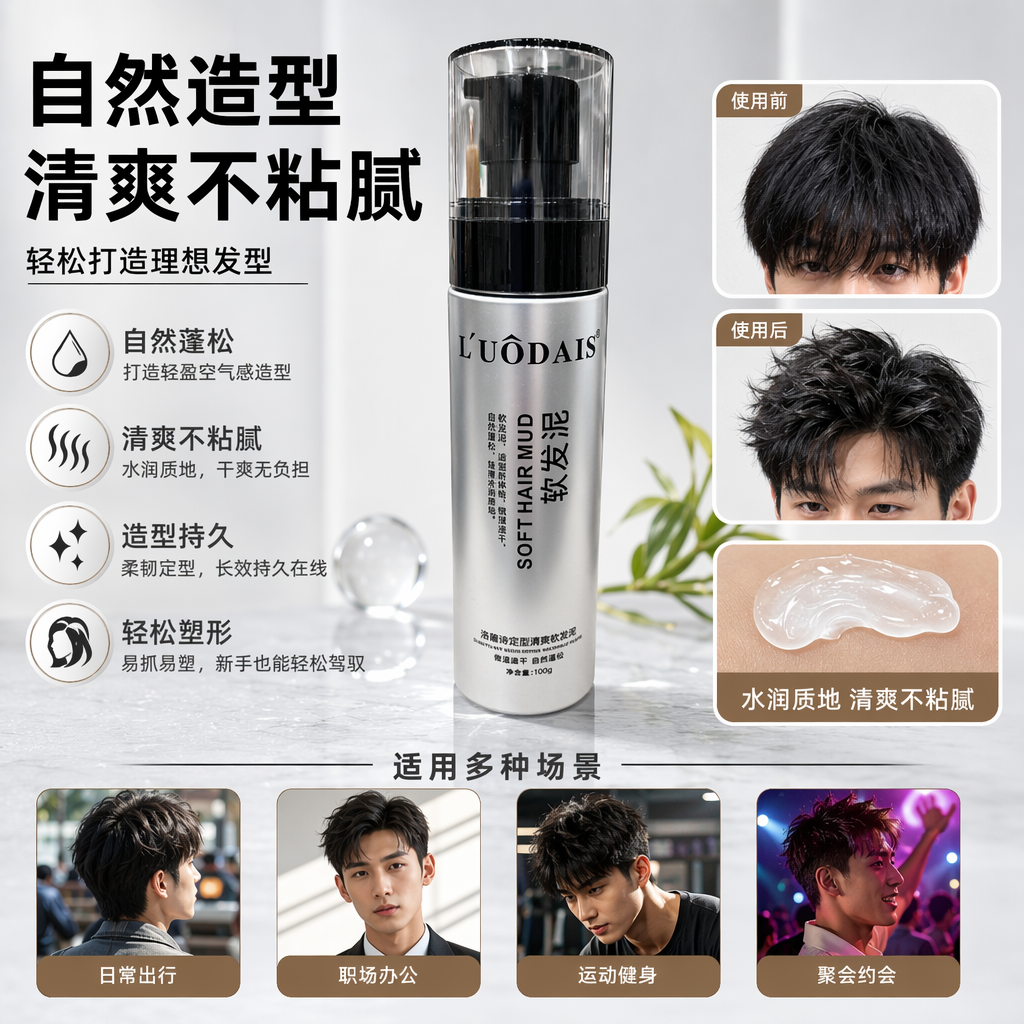 洛黛诗银色瓶身软发泥