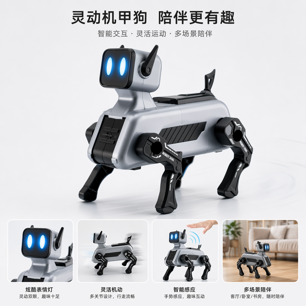 银灰色电动声光机器狗智能互动宠物玩具