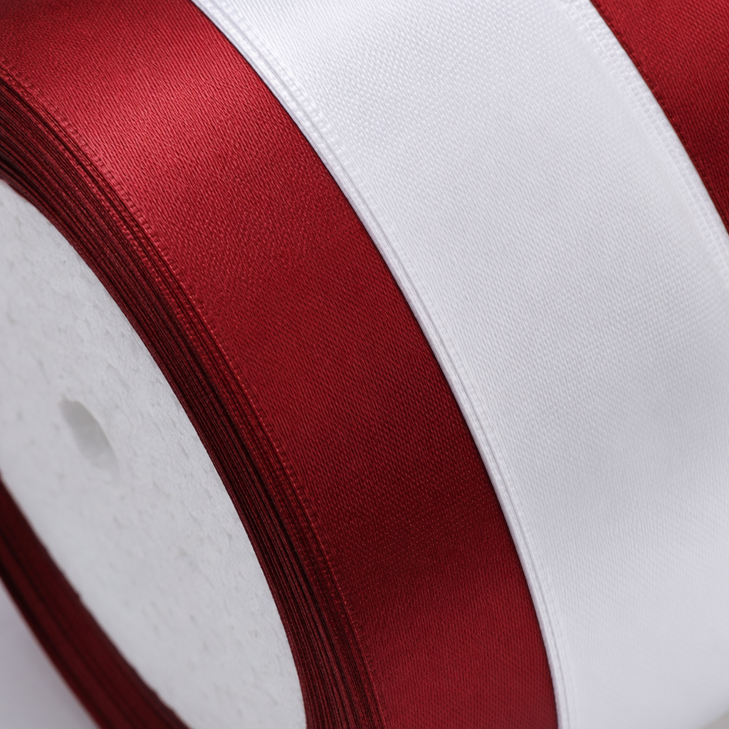 The wine red and white striped ribbon roll is used for decorating gift packaging and is wide and can be cut Application Scenario