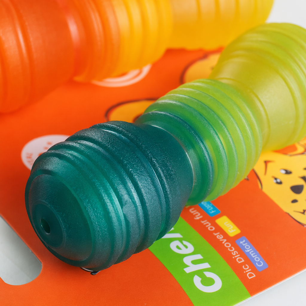 Colorful hollow gourd jelly gradient bone-shaped dog toy chews, pet teeth grinding, durable Specification image