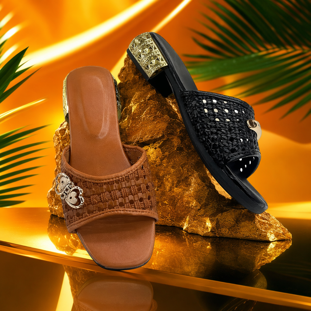 Brown and black two-color woven flip-flops for both men and women, comfortable and anti-slip for summer outerwear Specification image