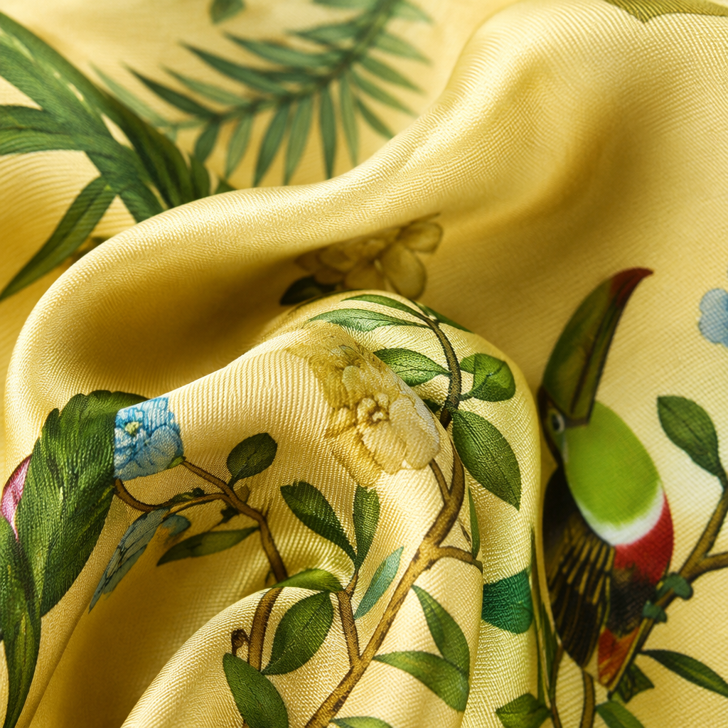 Yellow silk printed square scarf, small silk square scarf, thin accessories for spring and summer Application Scenario