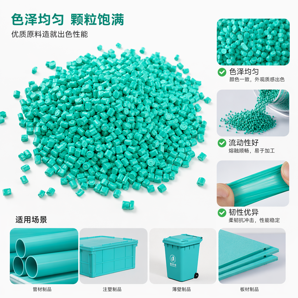 Greenish-blue plastic granules, industrial-grade PP polypropylene raw material, 25kg bags