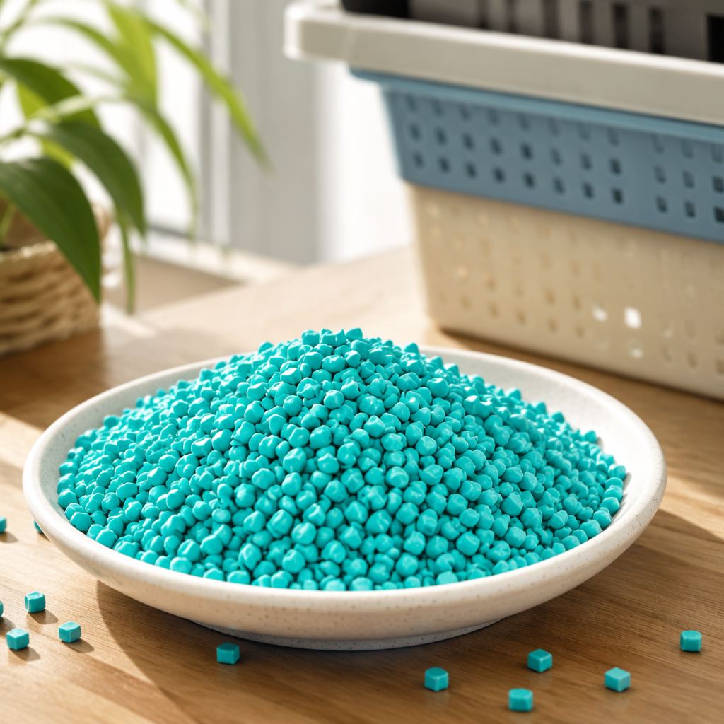 Greenish-blue plastic granules, industrial-grade PP polypropylene raw material, 25kg bags details Picture
