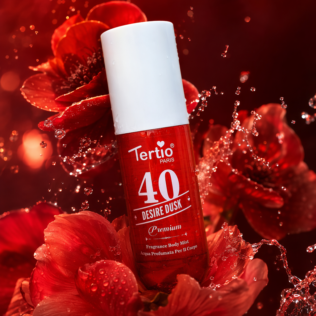 Tertio PARIS 40 DESIRE DUSK Premium Perfume spray, red bottle, white cap Specification image