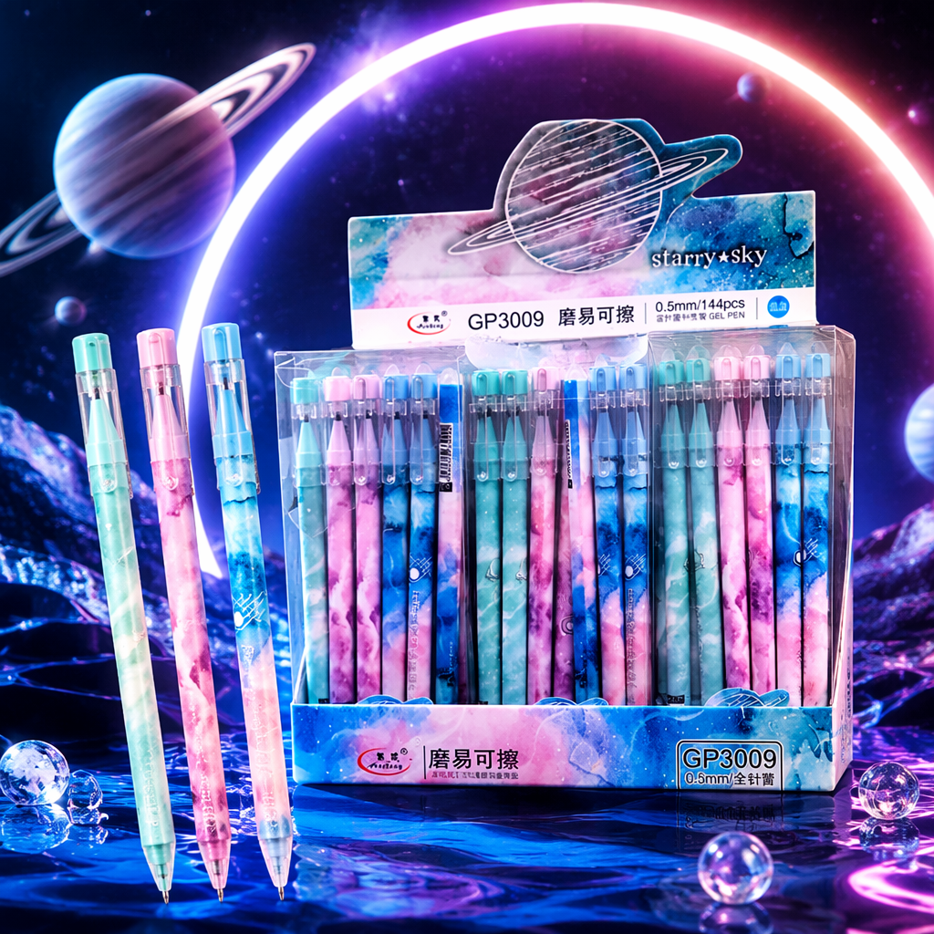 星空渐变笔身磨易可擦中性笔细节图