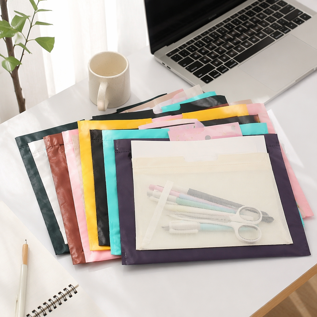 Colorful file bags, A4 thickened waterproof office storage bags, available in multiple colors details Picture
