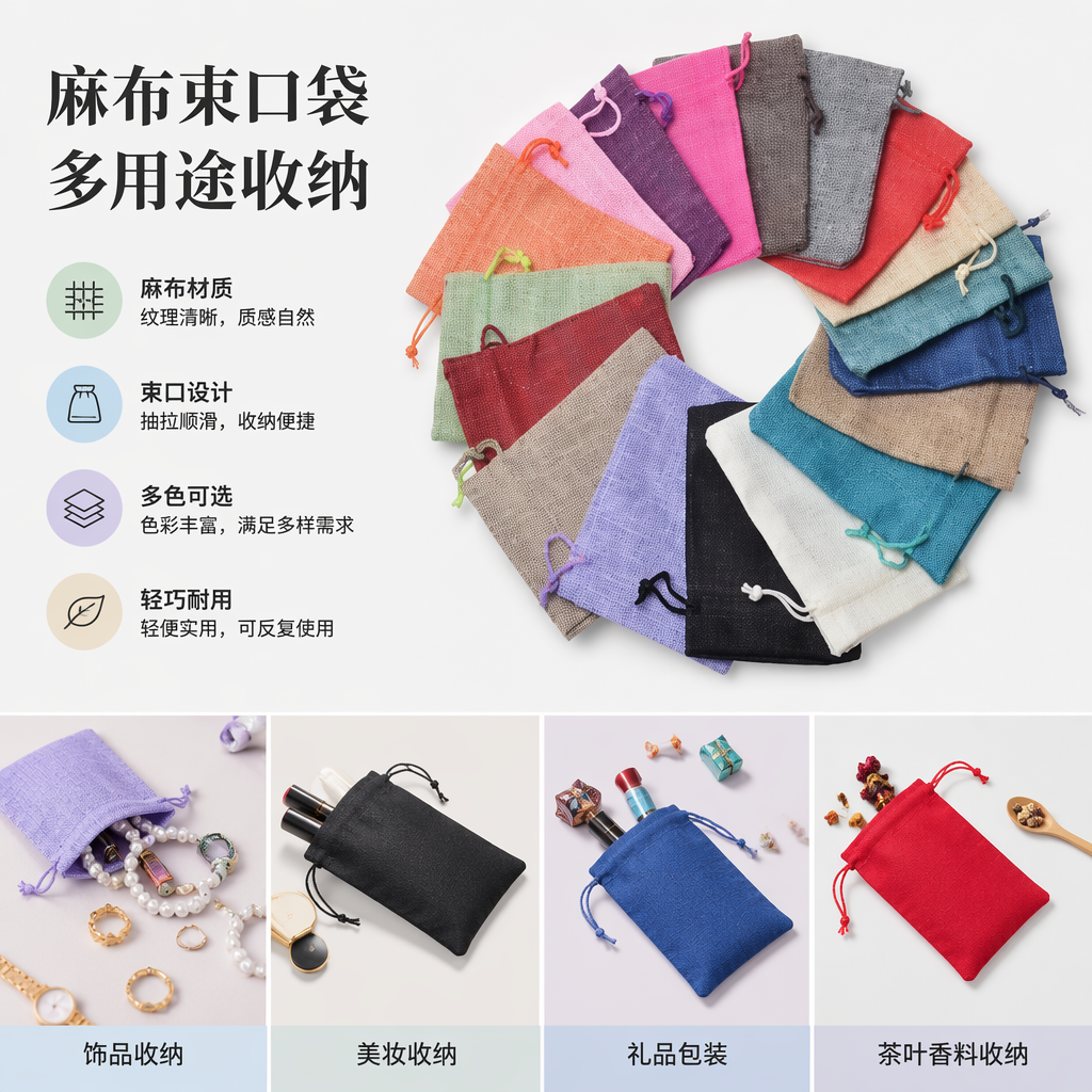 棉麻防汛麻布袋保密发货手提束口袋包装袋详情1