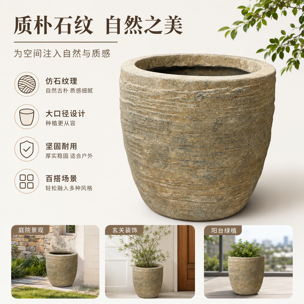 米色条纹陶瓷储物罐家用客厅桌面收纳罐