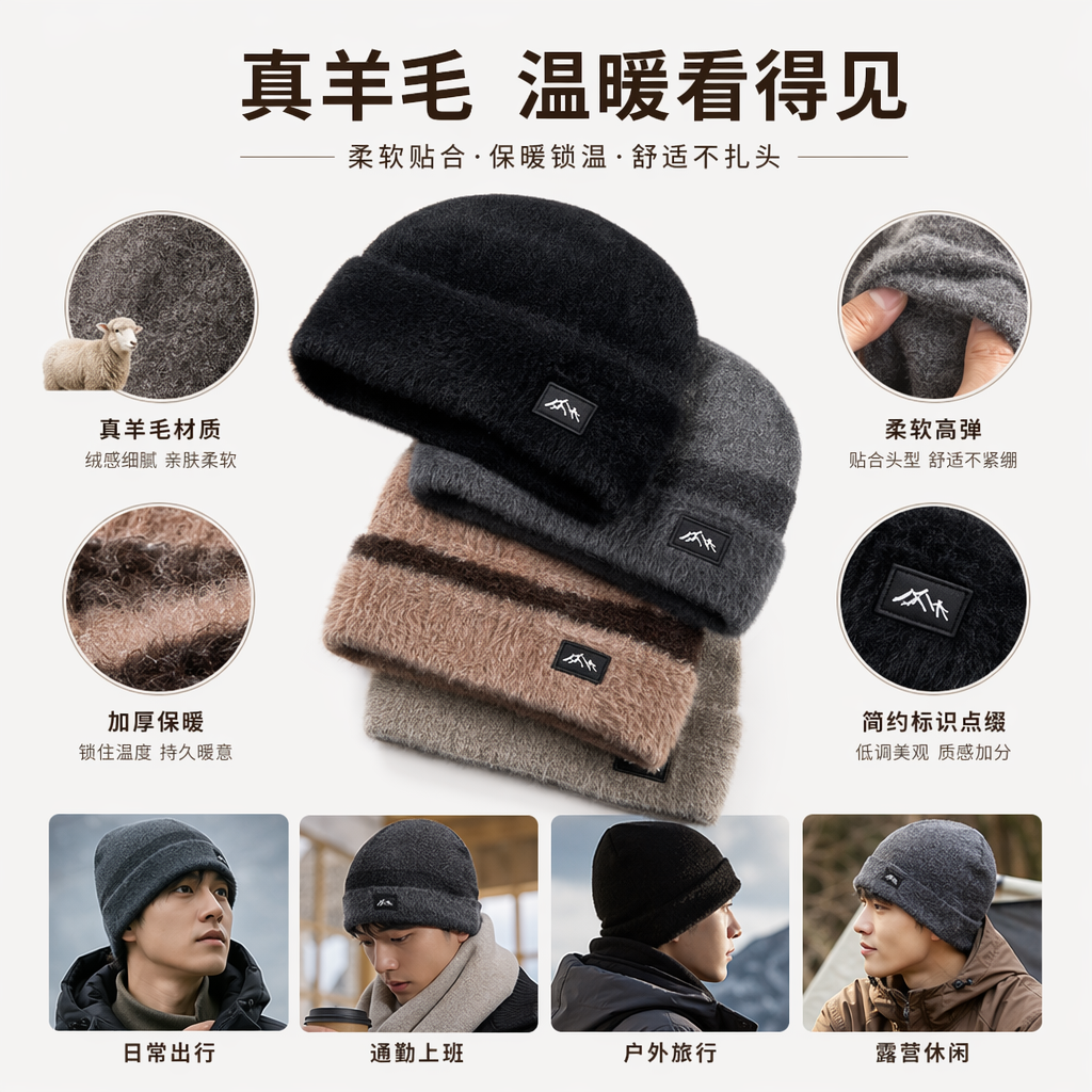 黑色灰色米色毛线帽冬季保暖帽