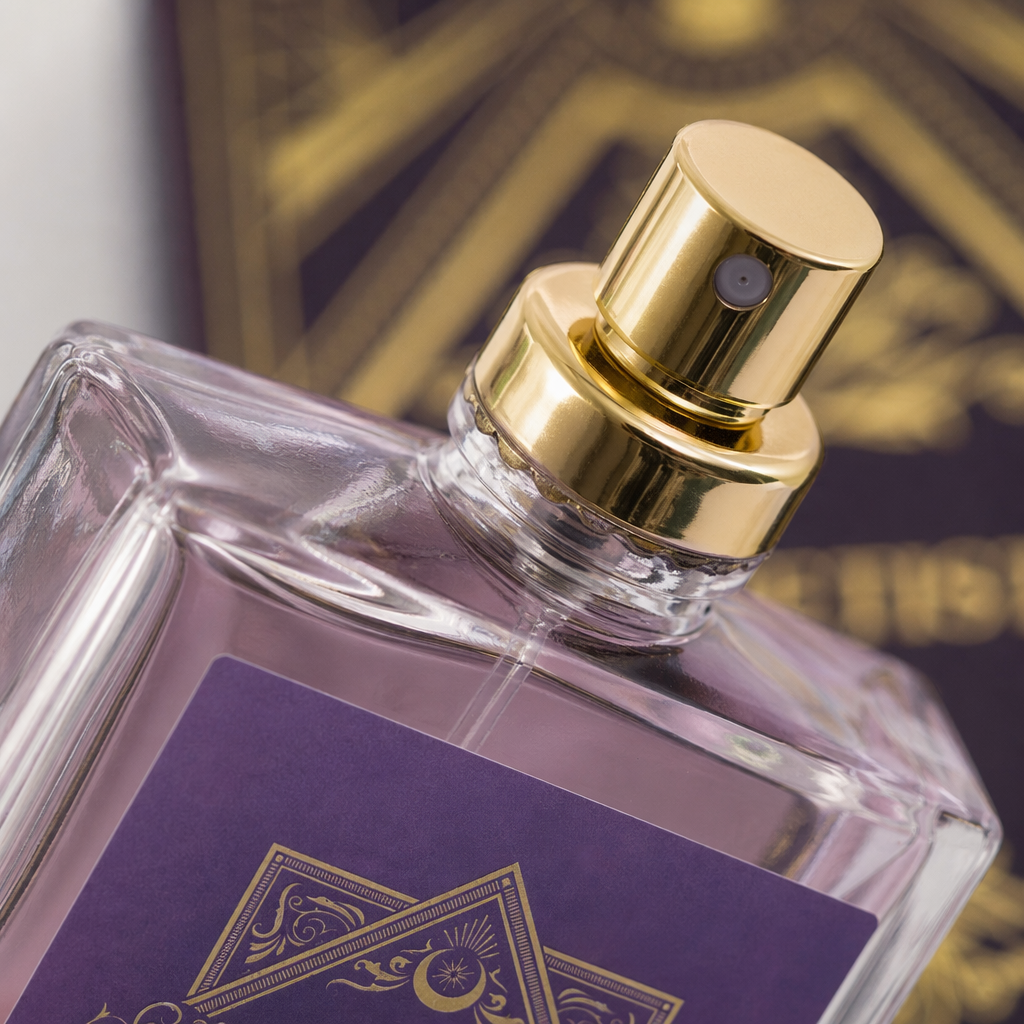Purple packaged perfume bottle with box Application Scenario