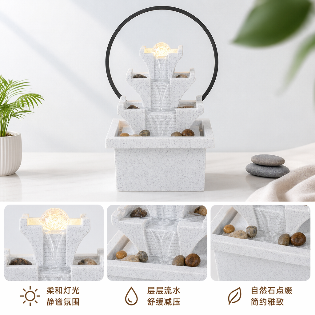 Circulating fountain water flow ornaments, housewarming and opening store gifts, living room home office desktop