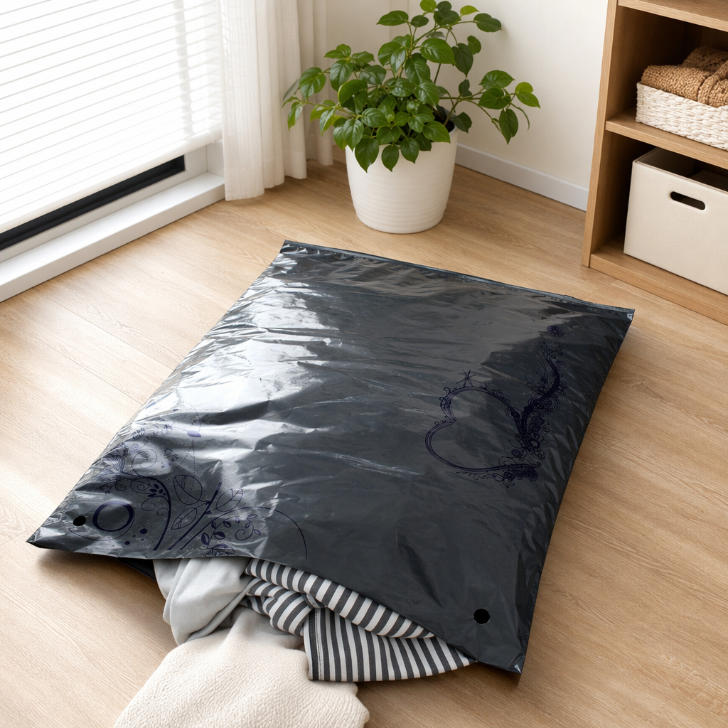 Transparent plastic bags with dark floral and vine patterns are moisture-proof, sealed, environmentally friendly and suitable for household use details Picture