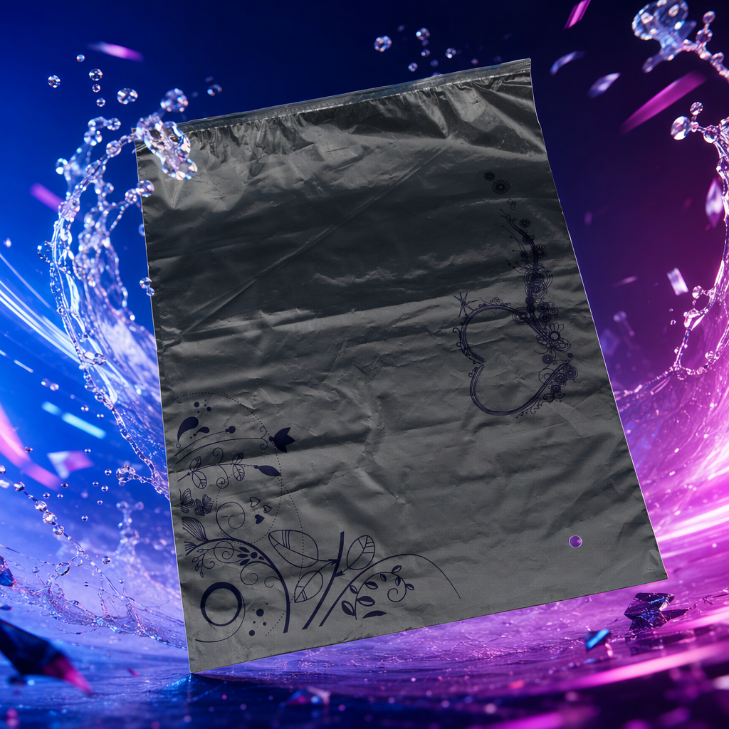 Transparent plastic bags with dark floral and vine patterns are moisture-proof, sealed, environmentally friendly and suitable for household use Specification image