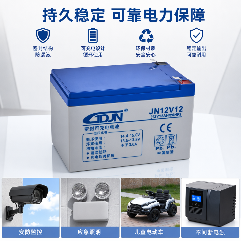 蓝色顶盖白色外壳蓄电池12V20Ah免维护铅酸电池
