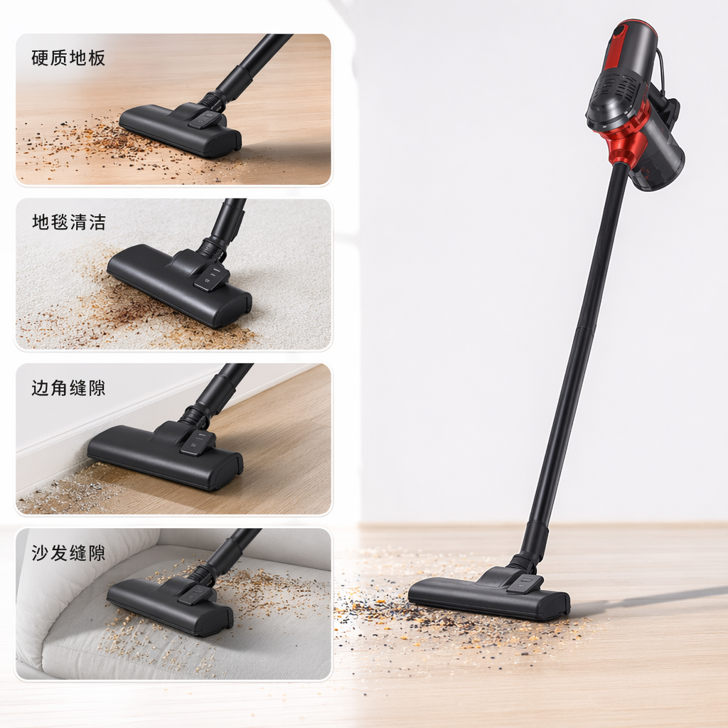 黑色红灰相间手持吸尘器家用大吸力轻便无线充电