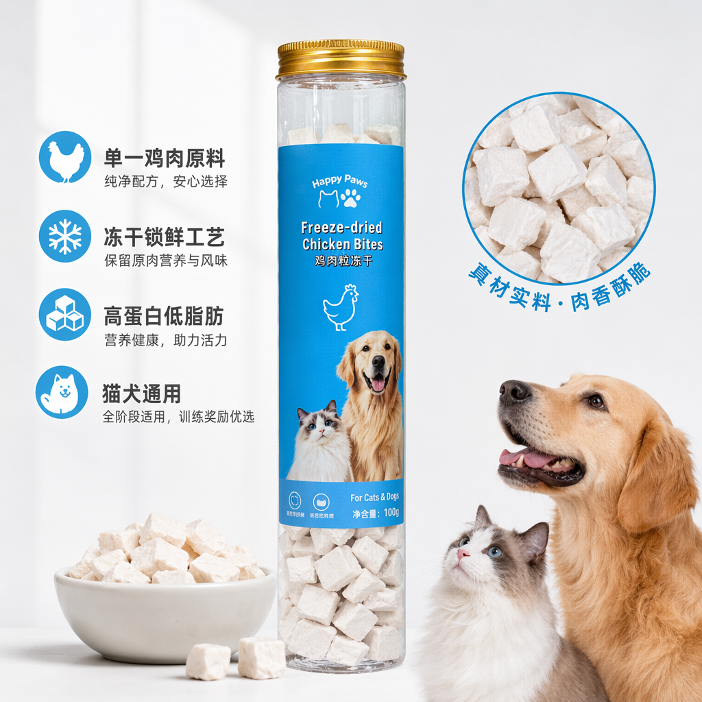 宠物干粮零食鸡肉粒冻干罐装猫犬粮食营养均衡