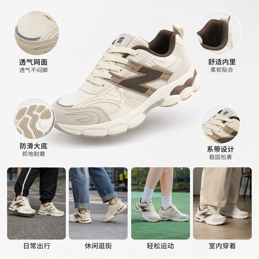 运动鞋透气网面轻量缓震日常通勤款