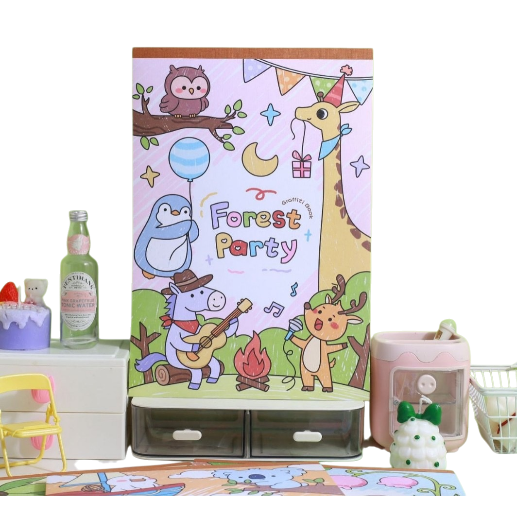Pink Forest Party-themed doodle book, creative children's drawing book Item Picture
