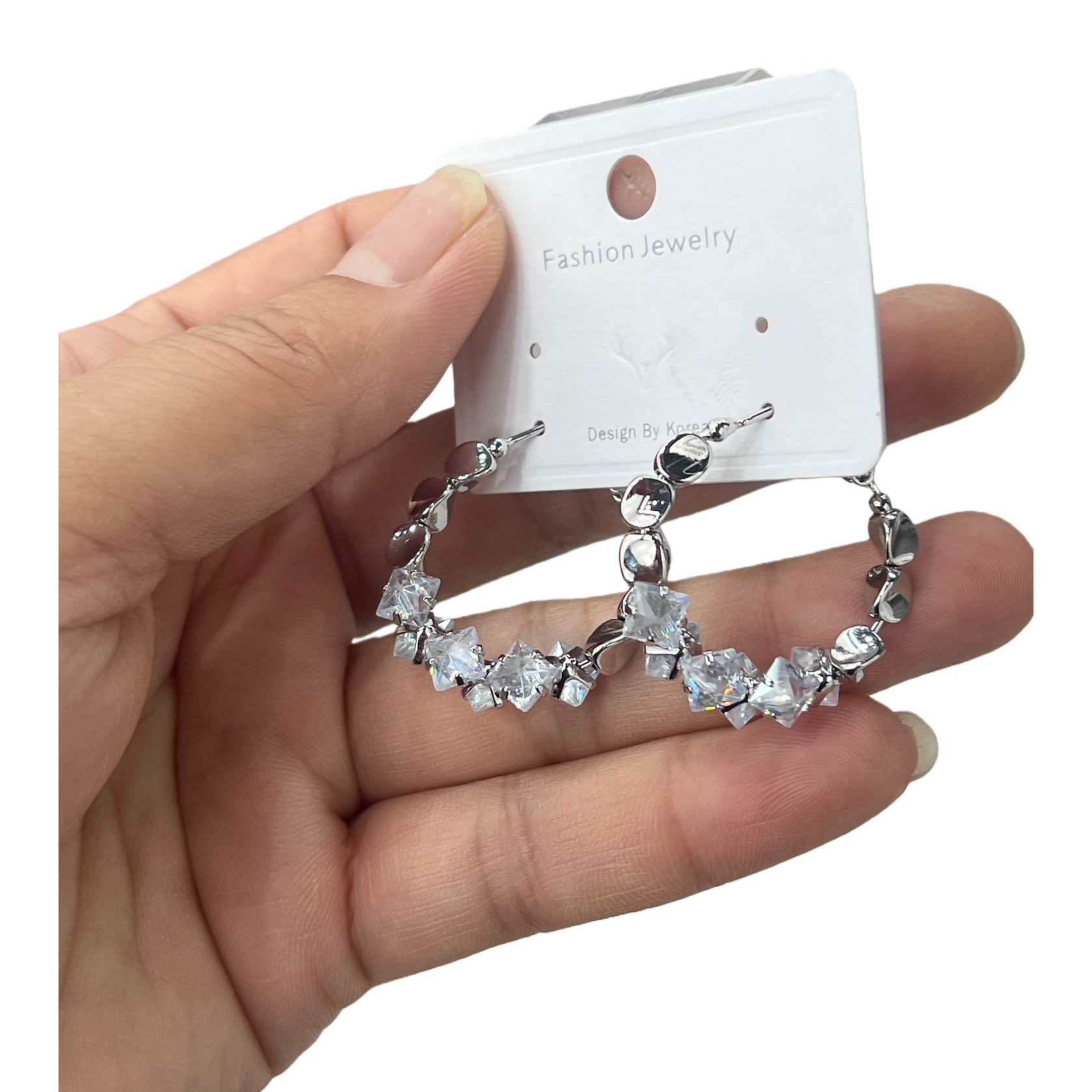 Silver crystal earrings are simple, fashionable and versatile women's earrings Item Picture