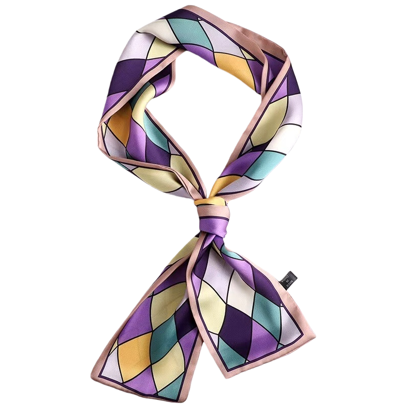 Colorful geometric patterned silk scarves are light and breathable as spring and summer accessories Item Picture