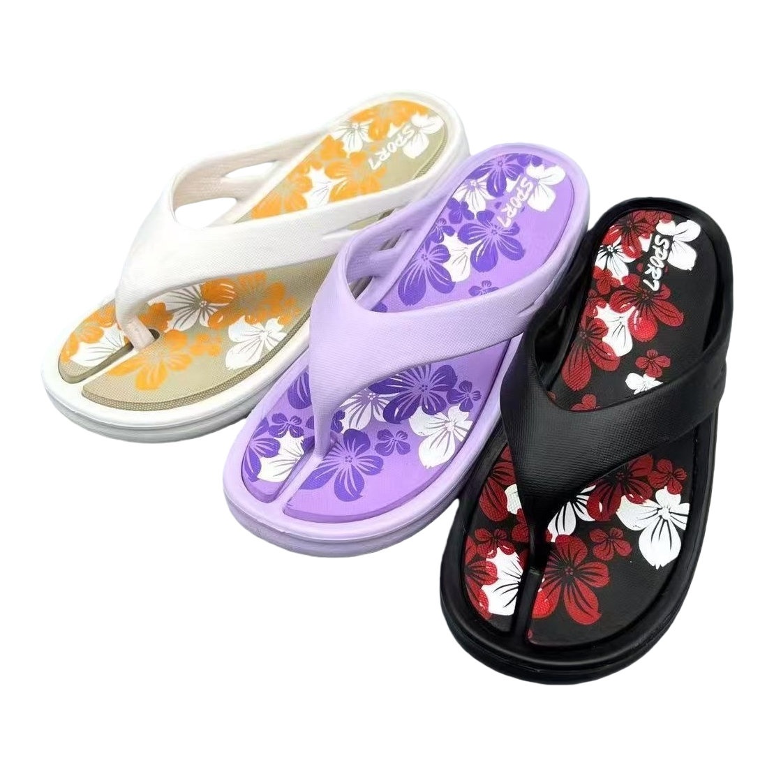 Women's summer anti-slip, comfortable and casual flip-flops with colorful floral patterns Item Picture