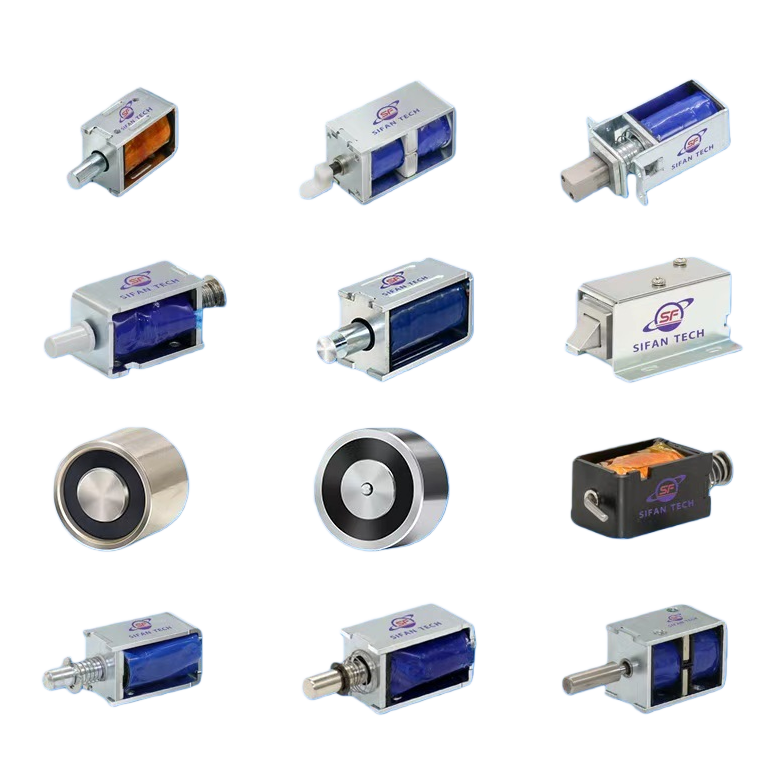 银色电磁铁 12V 直流吸盘式强力磁吸装置白底实物图