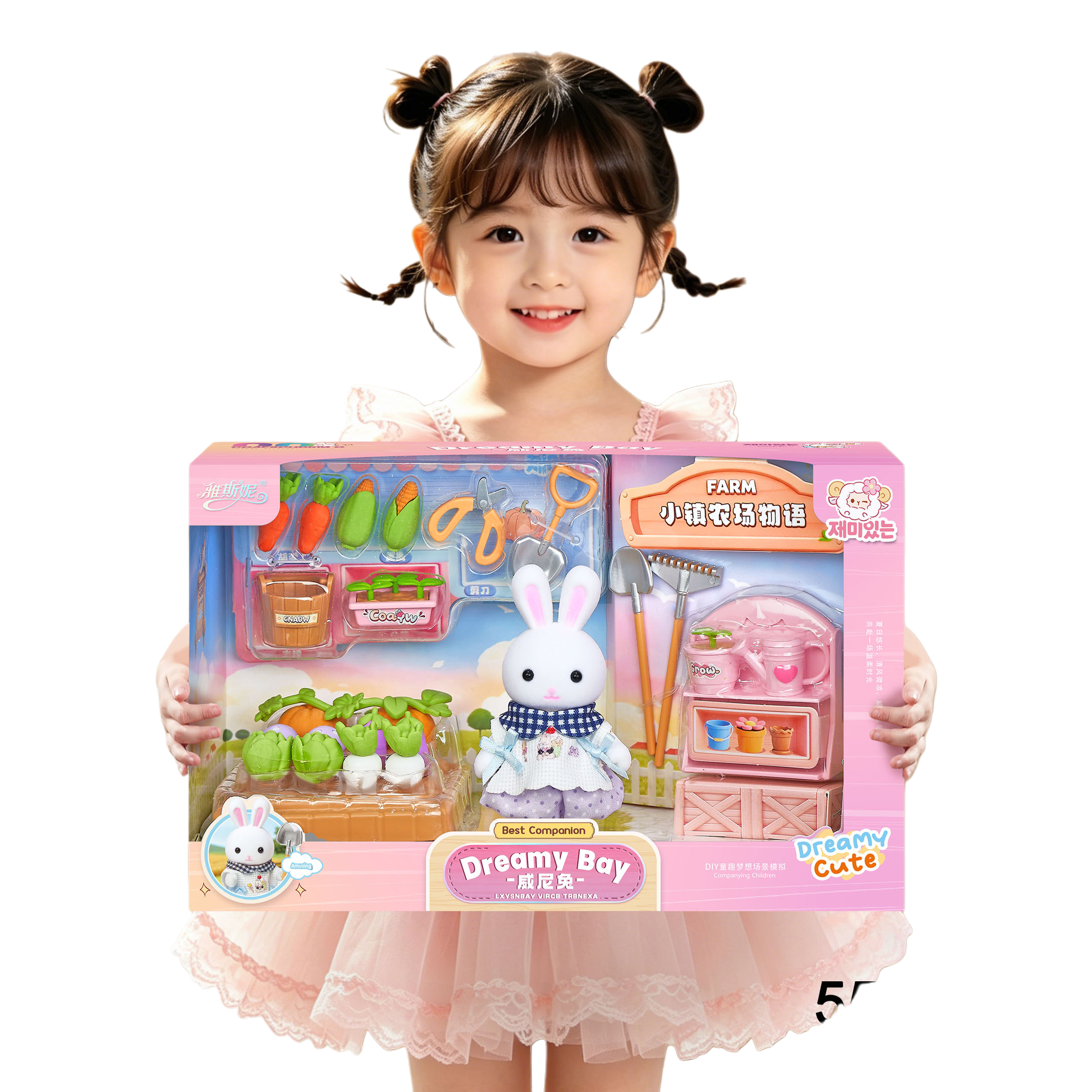 Dreamy Bay 戚尼兔粉色农场玩具套装 小女孩手持FARM小镇农场物语 Item Picture