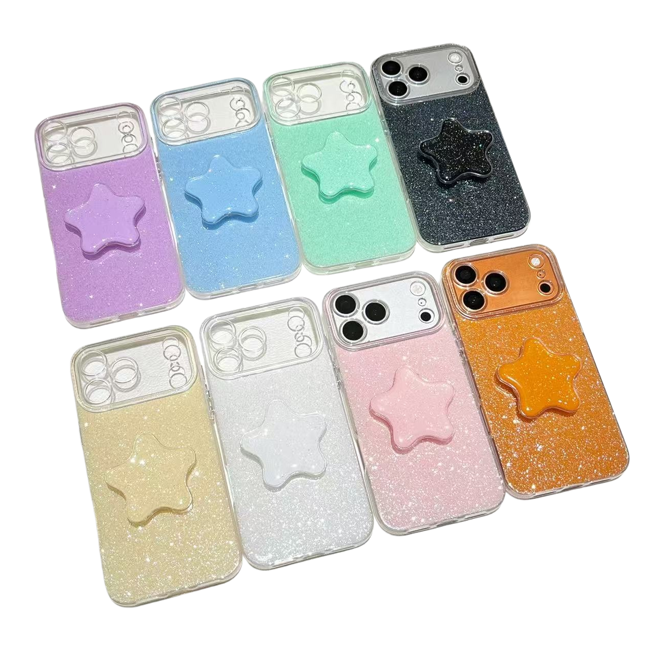 The colorful glitter star phone case is compatible with the universal models of Apple, Huawei and Xiaomi Item Picture