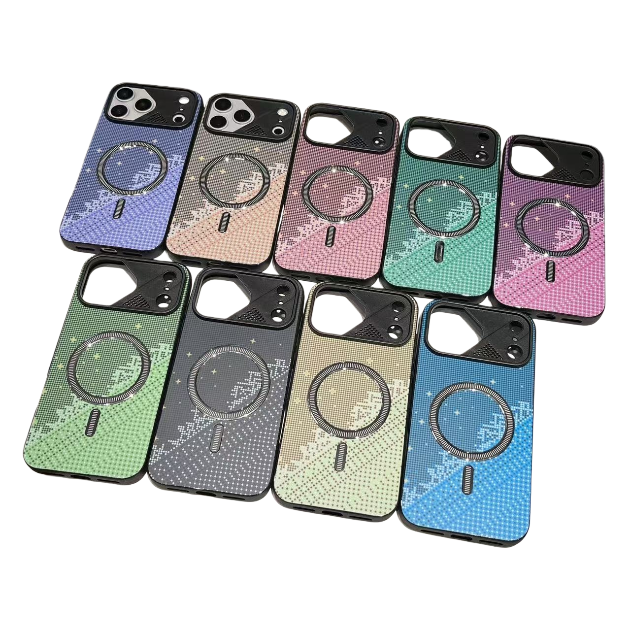 The color gradient dot matrix phone case is compatible with iPhone, Huawei and Xiaomi, and is shockproof and lightweight Item Picture