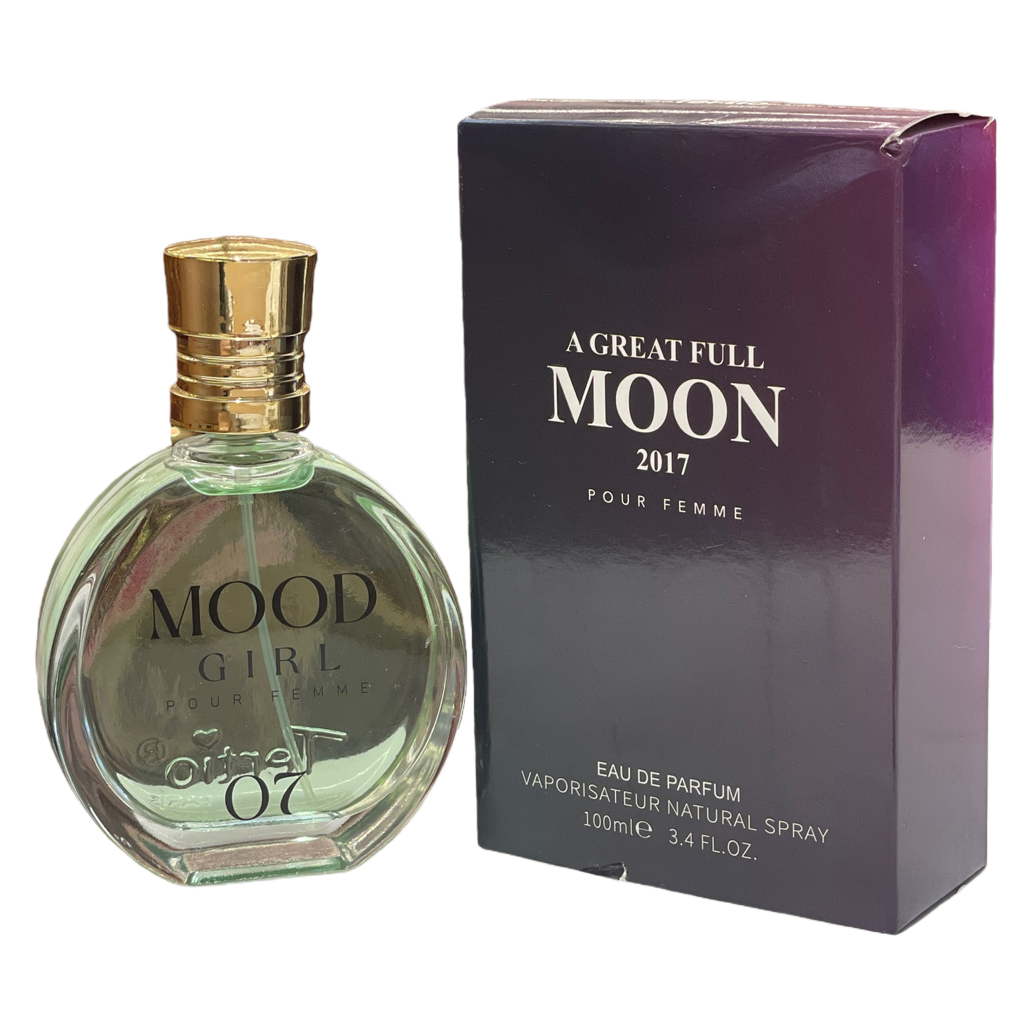 A high-end and simple fragrance container gift box with a green glass perfume bottle and a purple packaging box Item Picture