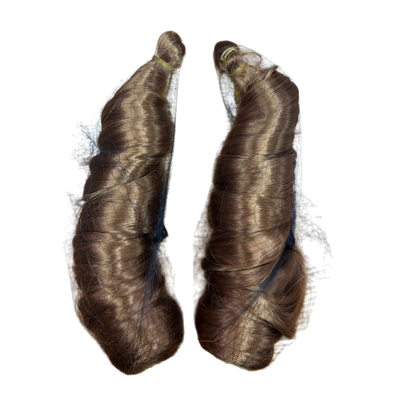 The brown wig bundle with high-temperature silk simulates the natural drape and fluffy curly hair style Item Picture