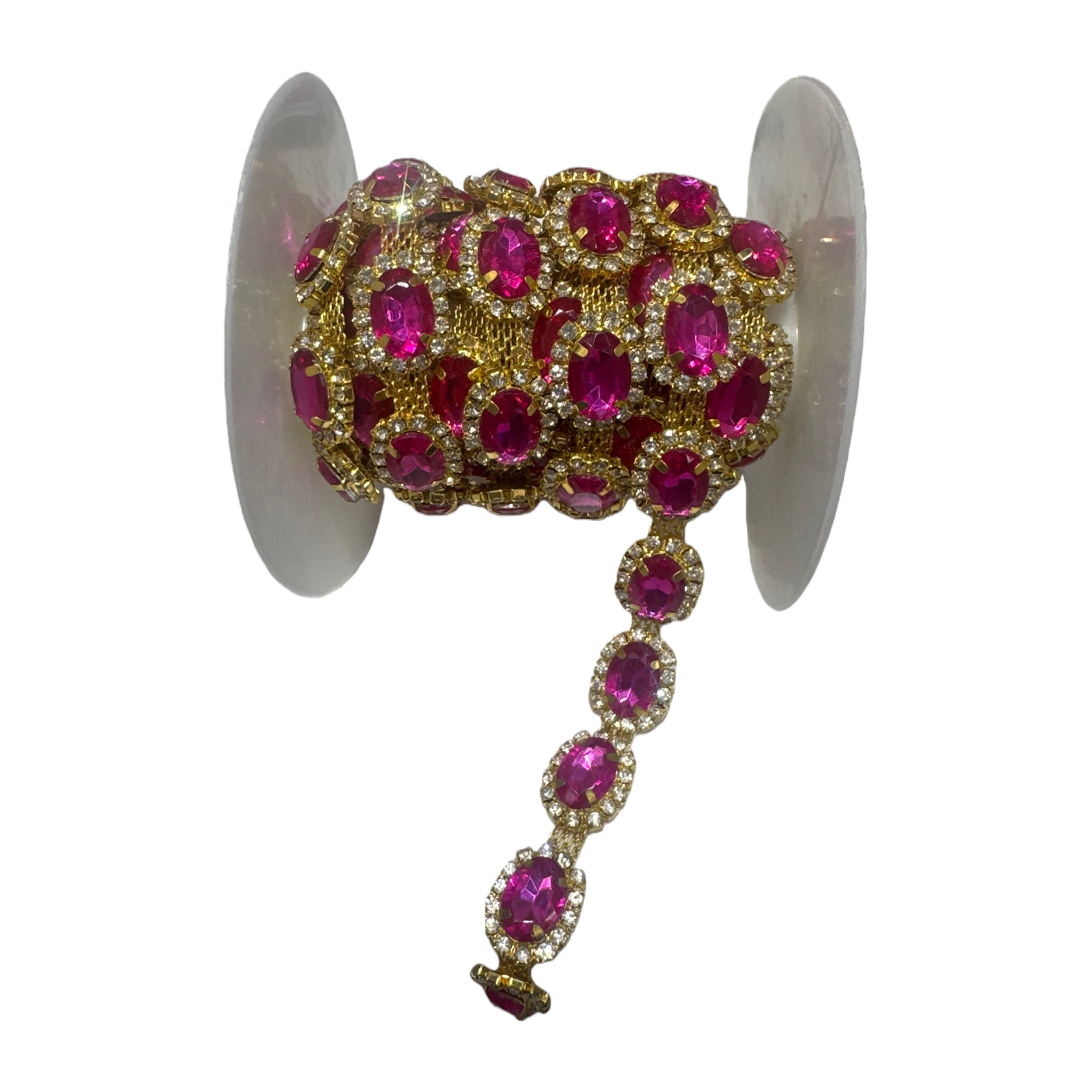 Gold inlaid with pink gemstone rhinestone decorative band roll Item Picture