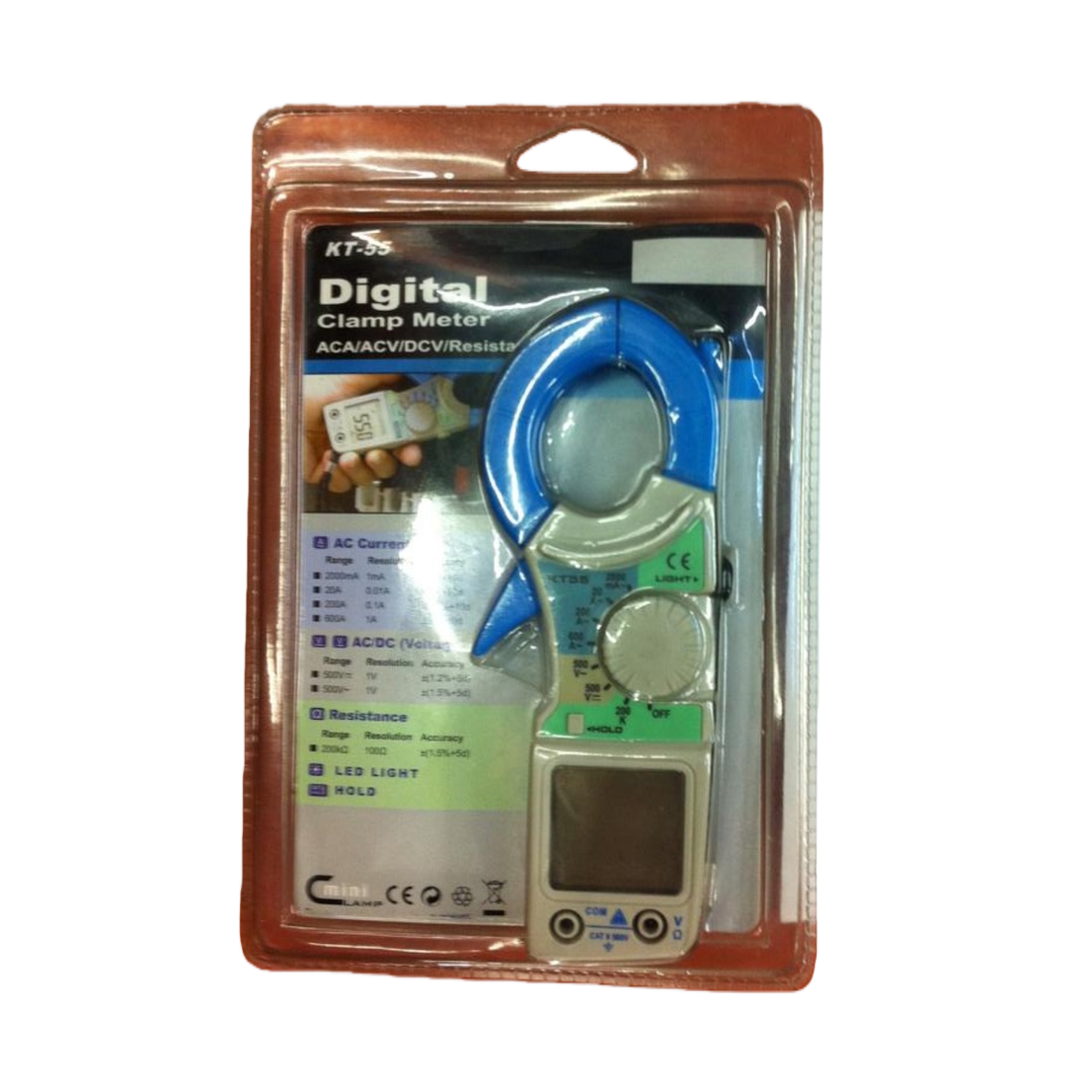 Blue clamp-on multimeter digital multi-functional AC/DC current, voltage and resistance tester Item Picture