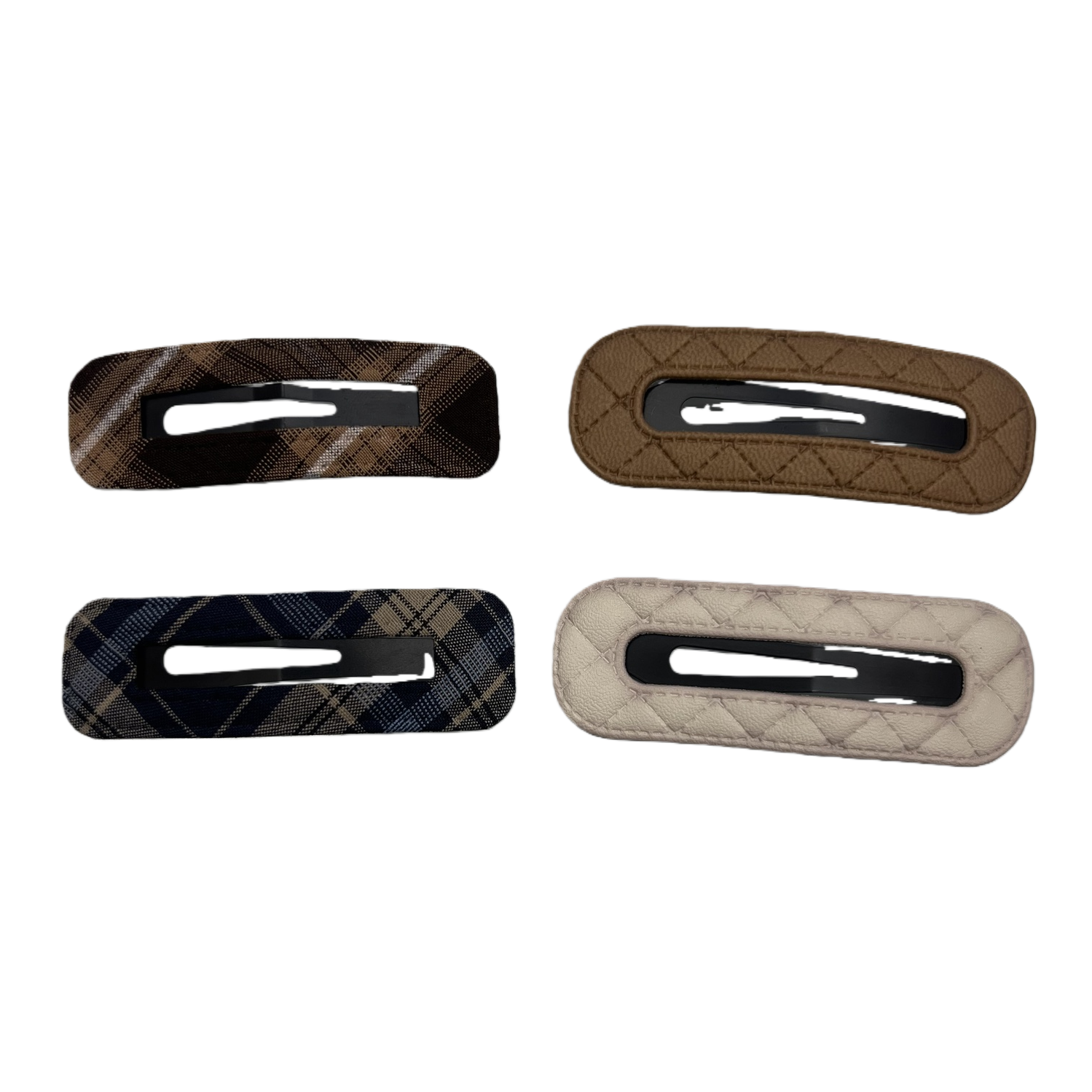 Four hairpins with checkered patterns and solid leather textures Item Picture