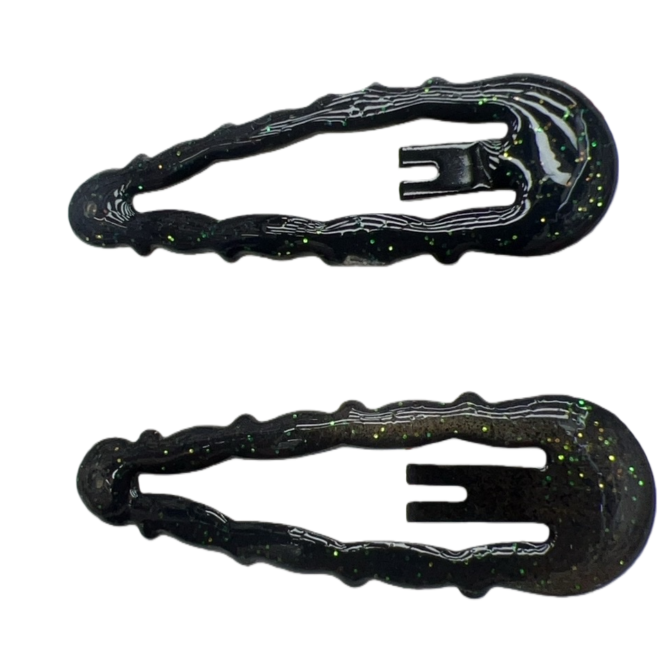 Two black glitter hair clips come with Cute girl card packaging Item Picture