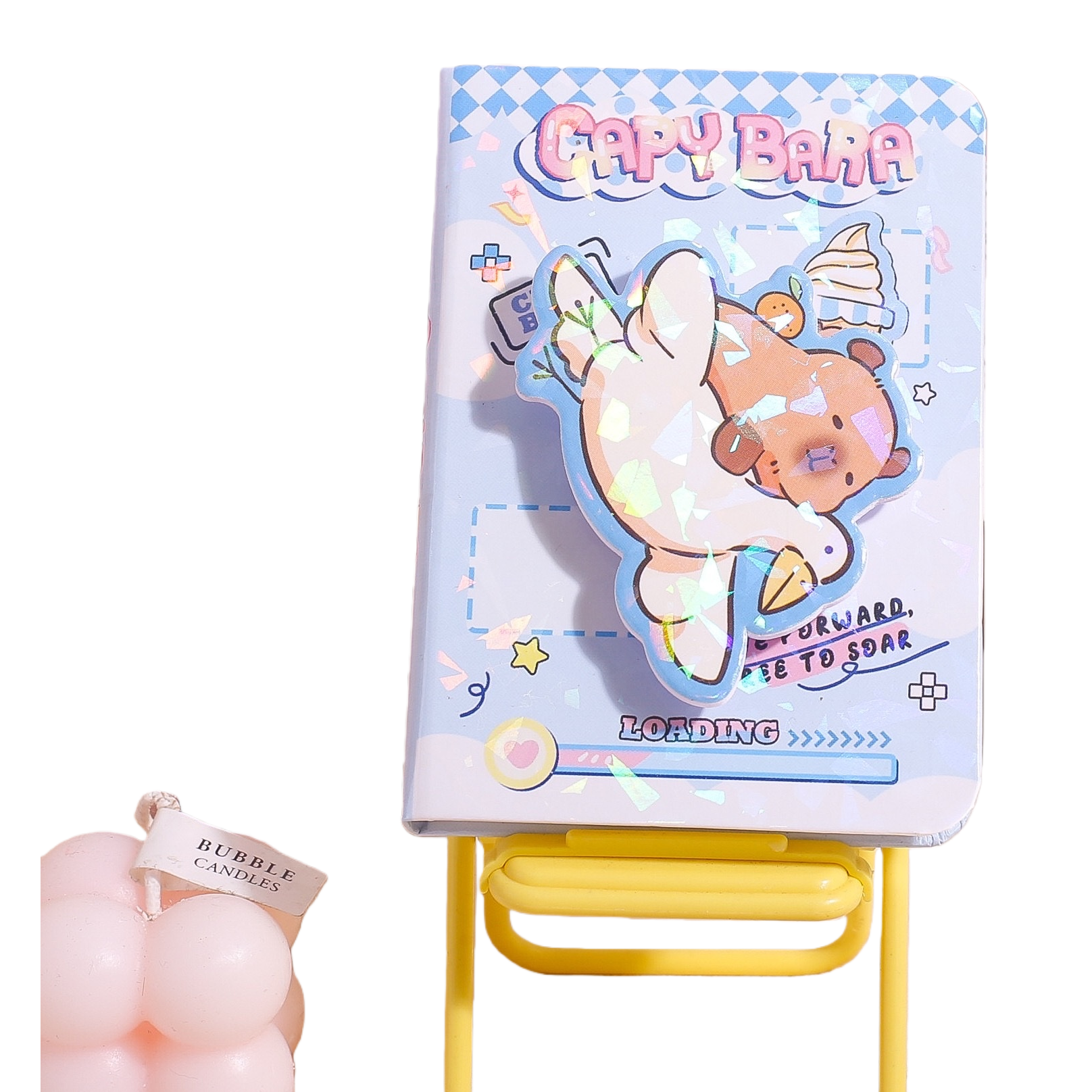 Блокнот с наклейками с мишкой фугу на синей обложке Item Picture