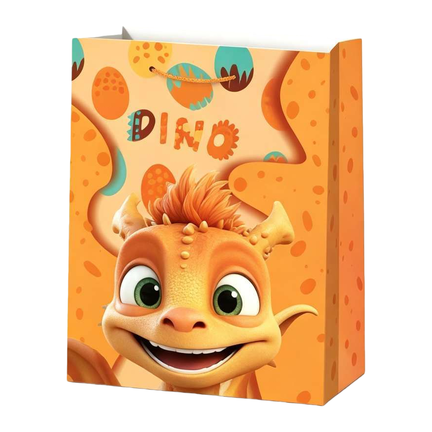 Bolsa de regalo de dinosaurio de dibujos animados naranja para niños bolsa de fiesta de cumpleaños cute moe fun bolsa de almacenamiento Item Picture