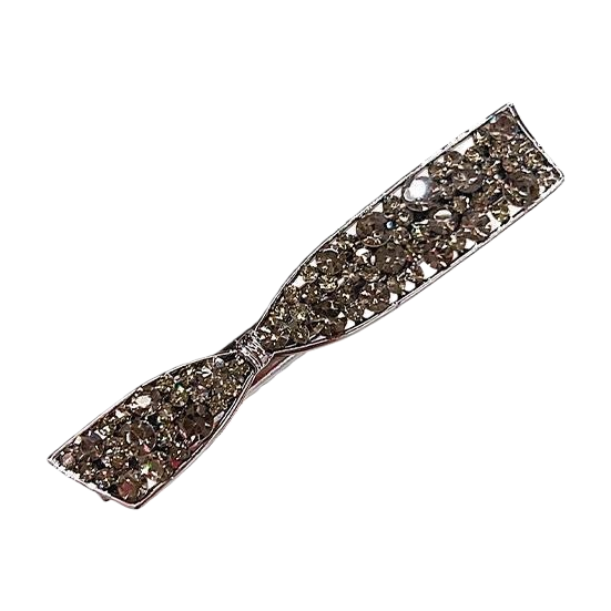Silver diamond-encrusted bow hairpins are fashionable and elegant headwear for ladies Item Picture