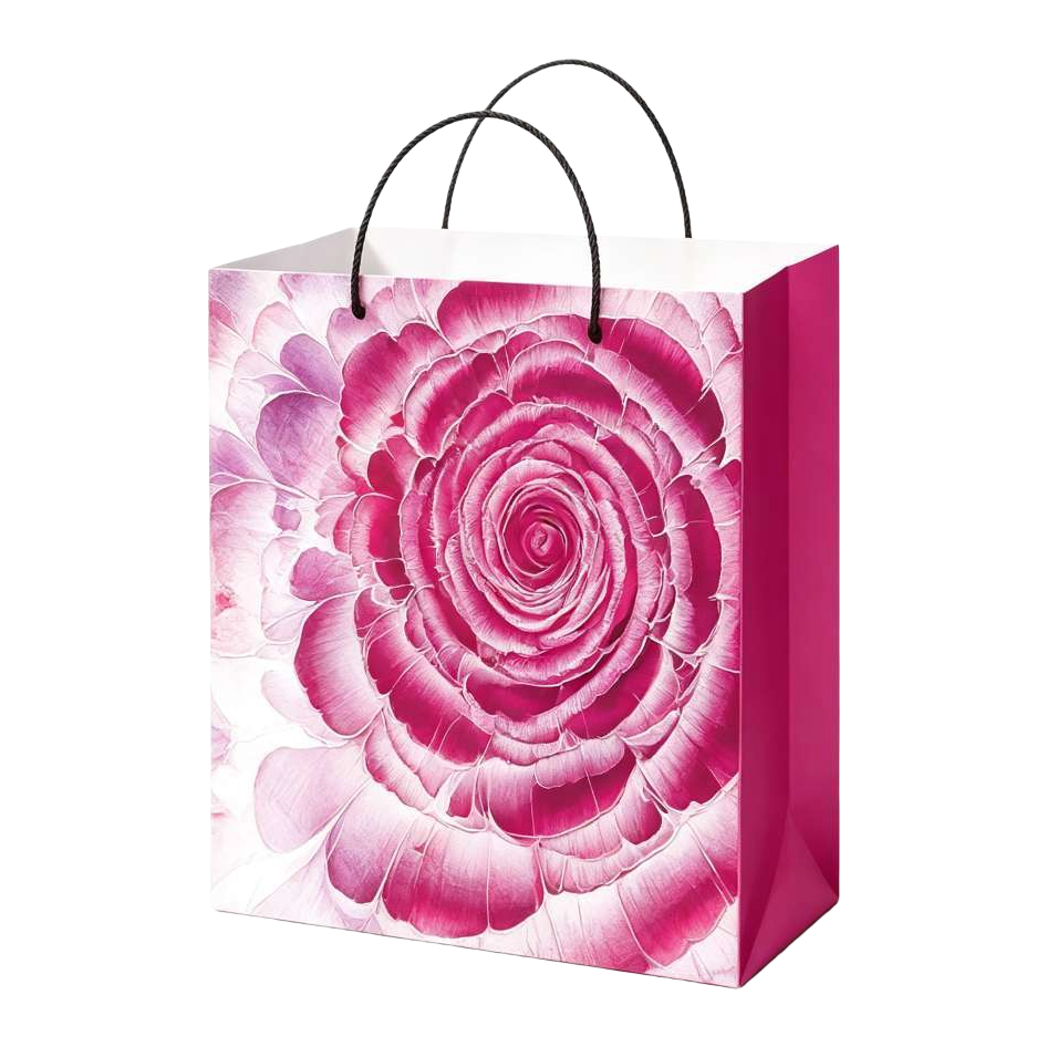 Pink rose pattern handbag, fashionable, simple and large-capacity shopping gift packaging bag Item Picture