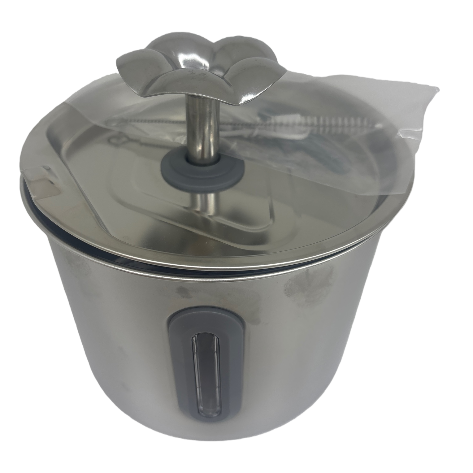 Strip-shaped window flower water outlet silver stainless steel fountain model pet smart water dispenser with silent circulation and filtration Item Picture