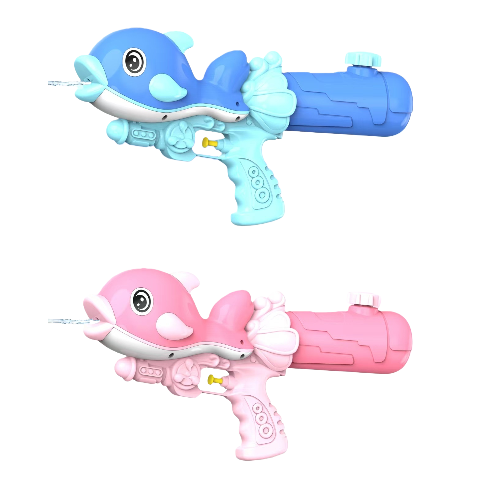 Blue dolphin-shaped water guns, pink dolphin-shaped water guns, children's summer water play toys Item Picture