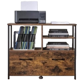 Retro wooden desk cabinet, Nordic-style solid wood office and study desk, storage combination furniture Item Picture