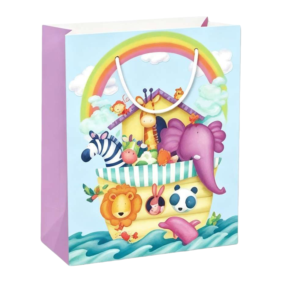 Colorful cartoon Noah's Ark gift bags for children's party hand-held paper bags are available in multiple colors Item Picture