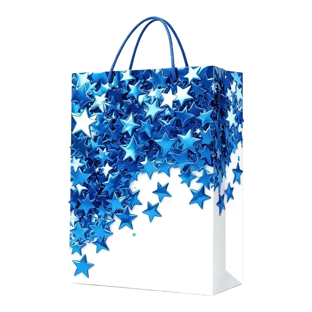 Azul estrella patrón portátil bolsa de regalo bolsa de papel ecológica grande bolsa de regalo Item Picture