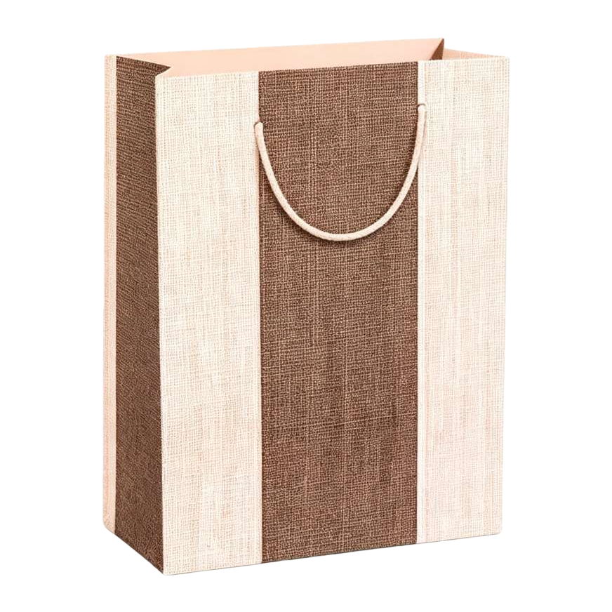 Brown and beige striped hand-held paper bags, simple and eco-friendly shopping bags, gift packaging bags Item Picture