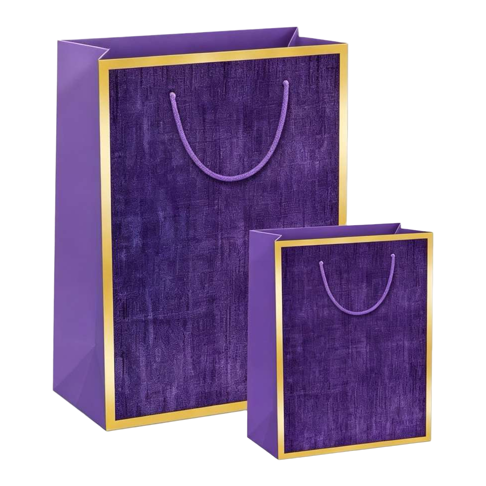 حقائب هدايا كبيرة ذات أطر ذهبية أرجوانية من أجل هدايا عيد الميلاد Item Picture