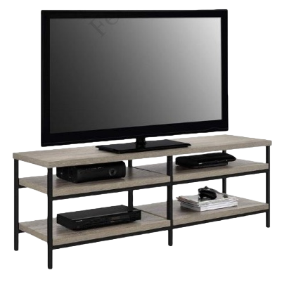 A simple and modern living room furniture combination of a black TV cabinet and a grey wood-grain countertop Item Picture