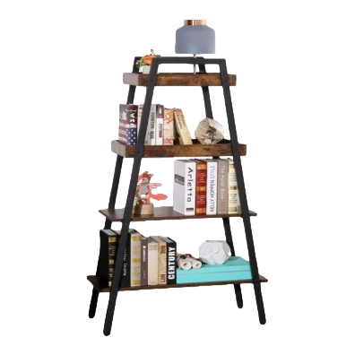 Wooden trapezoidal bookshelf, simple Nordic-style storage rack for living room and bedroom, multi-layer storage Item Picture